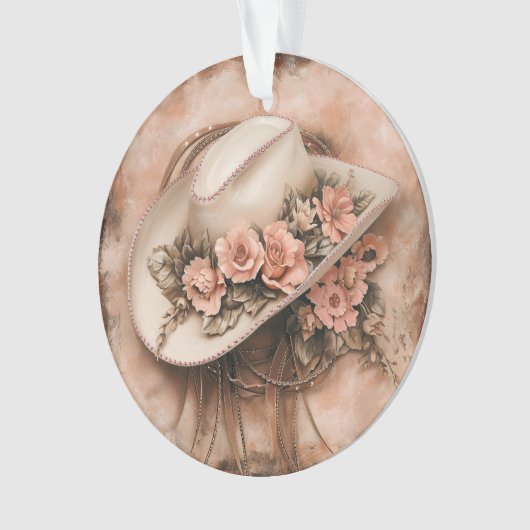 Boho Cowgirl Western Bloemen Trouwservetten Ornament (voorkant)