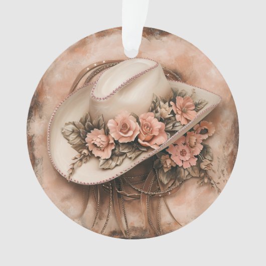 Boho Cowgirl Western Bloemen Trouwservetten Ornament (voorkant)
