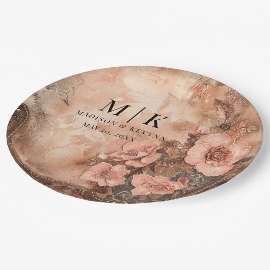 Boho Cowgirl Westerne bloemen bruiloft Papieren Bordje (Gekanteld)