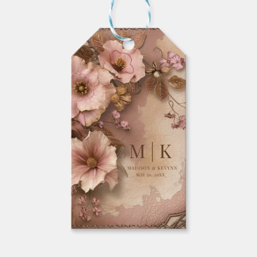 Boho Cowgirl Westerne Bloemen Trouwservetten Cadeaulabel (Voorkant)