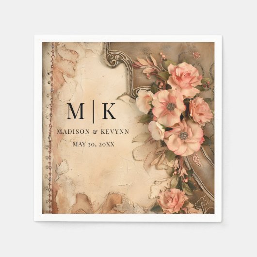 Boho Cowgirl Westerne Bloemen Trouwservetten Servet (Voorkant)