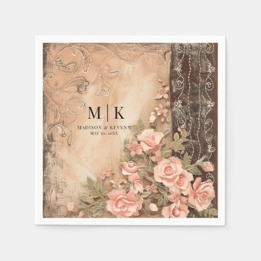 Boho Cowgirl Westerne Bloemen Trouwservetten Servet (Voorkant)