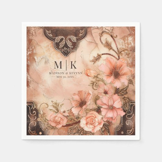 Boho Cowgirl Westerne Bloemen Trouwservetten Servet (Voorkant)