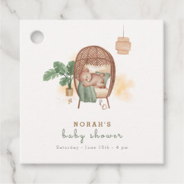 Boho Cozy Teddy Bear Slaap Baby shower Bedankjes Labels