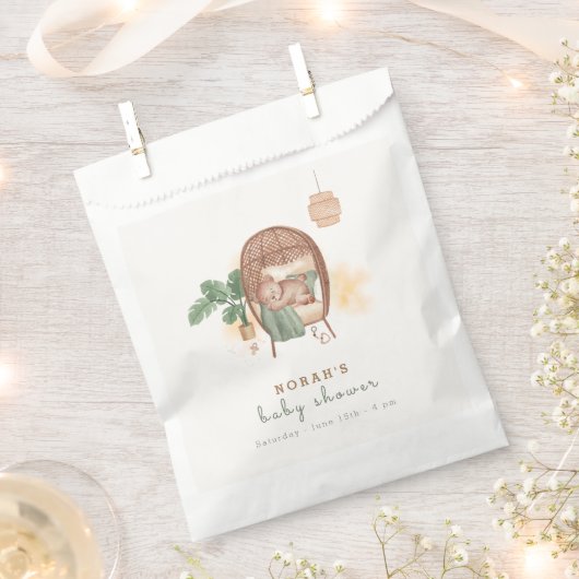 Boho Cozy Teddy Bear Slaap Baby shower Bedankzakje (Geknipt)