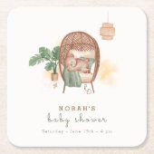 Boho Cozy Teddy Bear Slaap Baby shower Kartonnen Onderzetters (Voorkant)