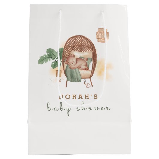 Boho Cozy Teddy Bear Slaap Baby shower Medium Cadeauzakje (Achterkant)