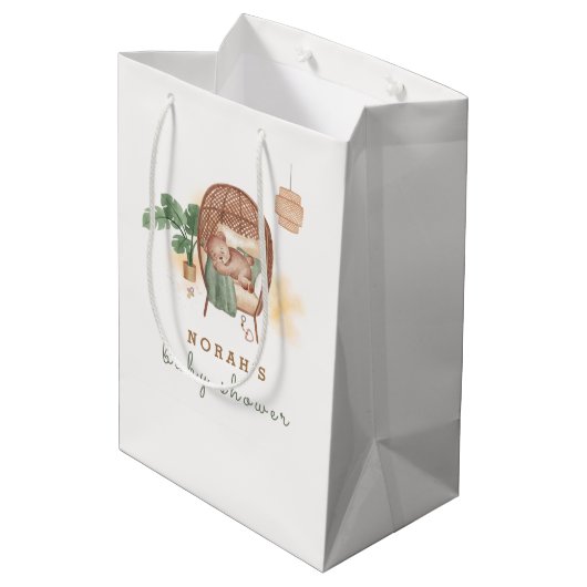 Boho Cozy Teddy Bear Slaap Baby shower Medium Cadeauzakje (Achterkant Gekanteld)