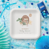 Boho Cozy Teddy Bear Slaap Baby shower Papieren Bordje (Feest)