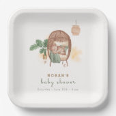 Boho Cozy Teddy Bear Slaap Baby shower Papieren Bordje (Voorkant)