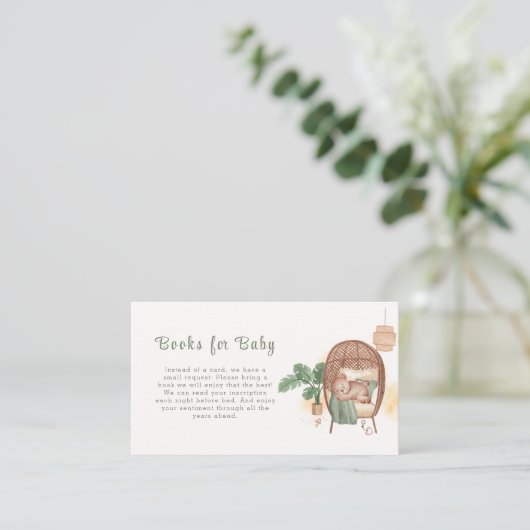 Boho Cozy Teddy Bear Slaapboeken voor Baby shower Informatiekaartje (Staand voorkant)