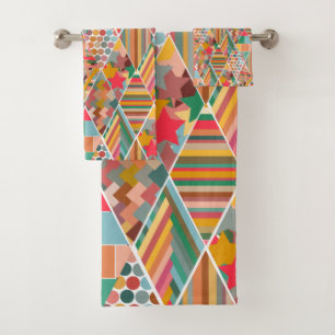 Boho Crazy Quilt Bad Handdoek