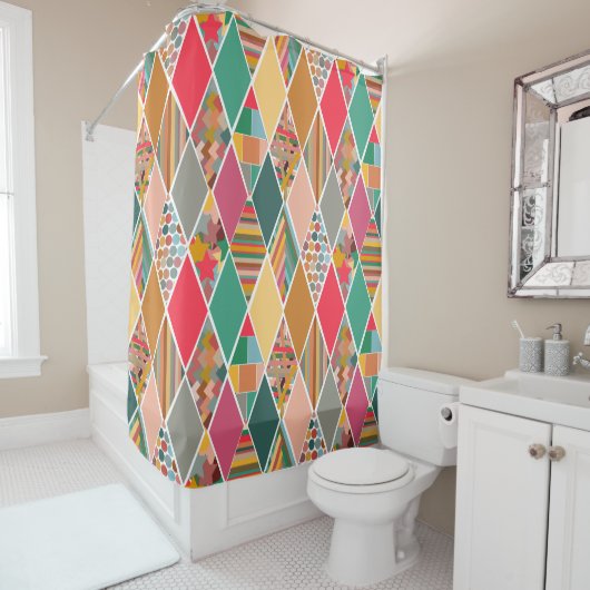 Boho Crazy Quilt Douchegordijn (In situ)