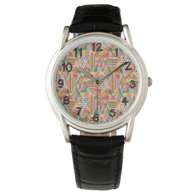 Boho Crazy Quilt Horloge (Voorkant)