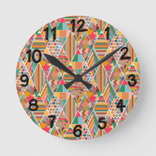 Boho Crazy Quilt Ronde Klok (Voorkant)