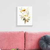 Boho Cream Beige Geel Bloemen Botanisch Canvas Afdruk (Insitu (Woonkamer))