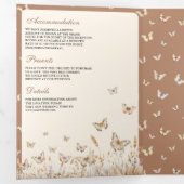 Boho Cream Beige Wildflower Butterfly Boog Huwelij Drieluik Uitnodiging (Binnenzijde eerst)