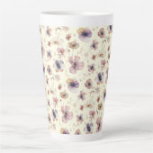 Boho Cream Blush Watercolor Wilde Bloem Latte Mok (Voorkant)