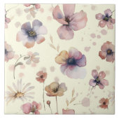 Boho Cream Blush Watercolor Wildebloem Tegeltje (Voorkant)