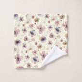 Boho Cream Blush Watercolor Wildflower Bad Handdoek (Wasdoekje)