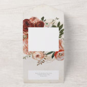 Boho Cream Burgundy Herfst Floral QR Code All In One Uitnodiging (Buitenkant)