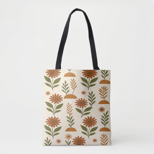 Boho Cream en Brown Shapes Canvas tas (Voorkant)