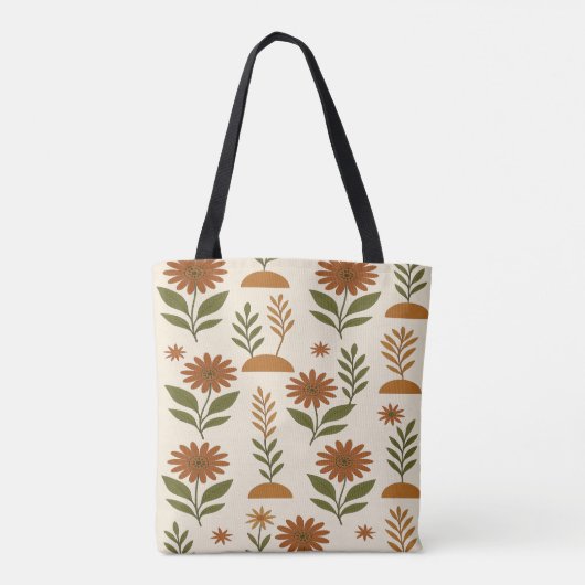 Boho Cream en Brown Shapes Canvas tas (Achterkant)