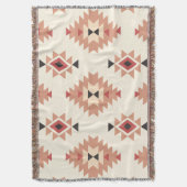 Boho Cream en Dusty Pink Southwest Aztec Design Deken (Voorkant Verticaal)