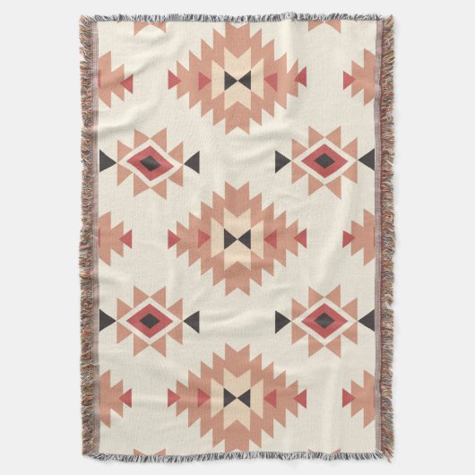 Boho Cream en Dusty Pink Southwest Aztec Design Deken (Voorkant Verticaal)