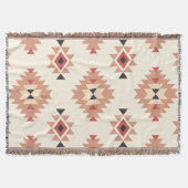 Boho Cream en Dusty Pink Southwest Aztec Design Deken (Voorkant)