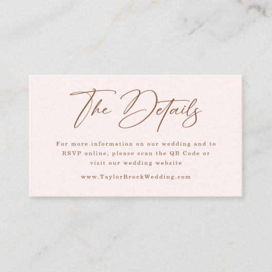 Boho Cream en Terracotta Bruiloft Website qr code Informatiekaartje (Voorkant)