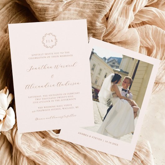 Boho Cream en Terracotta herfstbruiloft Kaart