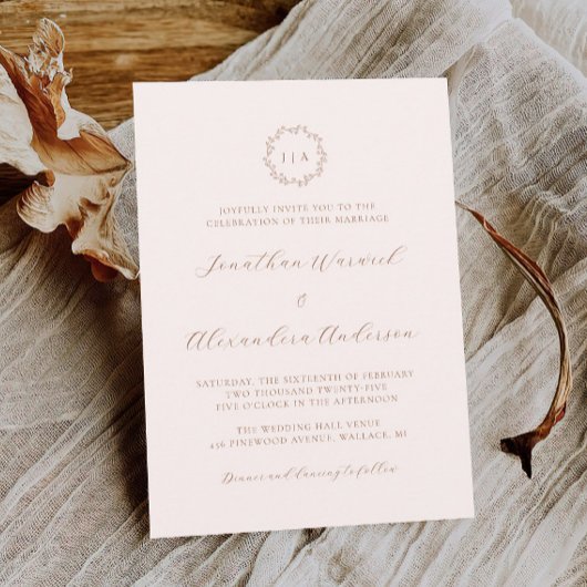 Boho Cream en Terracotta herfstbruiloft Kaart