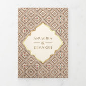 Boho Cream Geometrisch Alles in een Indiase bruilo Drieluik Uitnodiging (Cover)