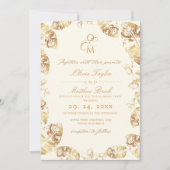 Boho Cream Gold | Elegante herfstbruiloft Kaart (Voorkant)