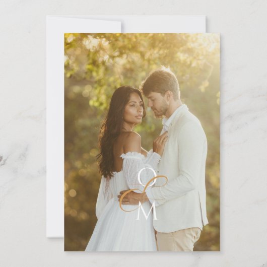 Boho Cream Gold | Elegante herfstbruiloft Kaart (Achterkant)