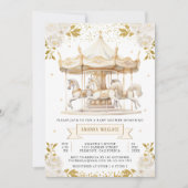 Boho Cream Gold Floral Carrousel Baby shower Kaart (Voorkant)