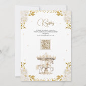 Boho Cream Gold Floral Carrousel Baby shower Kaart (Achterkant)