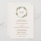 Boho Cream & Leaf minimalistische alles-in-één bru Kaart (Voorkant / Achterkant)