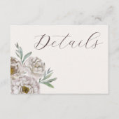 Boho Cream & Off White Floral Wedding Details Informatiekaartje (Voorkant)