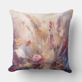 Boho Cream Rood Roze Bloemen Veren Kussen