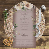 Boho Cream Rozen Brown Dinner All In One Uitnodiging
