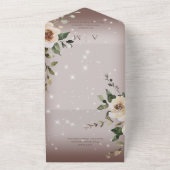 Boho Cream Rozen Sparkle Brown All In One Uitnodiging (Buitenkant)