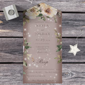 Boho Cream Rozen Sparkle Brown No Dinner All In One Uitnodiging