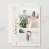 Boho Cream Script Meerdere foto bruiloft Bedankkaart (Voorkant)