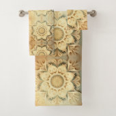 Boho Cream Swirl Hearts Design Towel Set Bad Handdoek (Insitu)