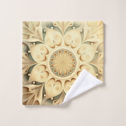 Boho Cream Swirl Hearts Design Towel Set Bad Handdoek (Wasdoekje)