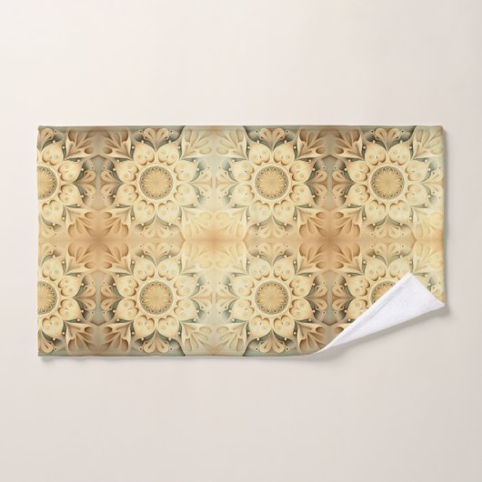 Boho Cream Swirl Hearts Design Towel Set Bad Handdoek (Handdoek)