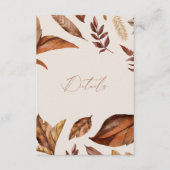 Boho Cream & Terracotta Bladeren QR code Bruiloft Informatiekaartje (Voorkant)