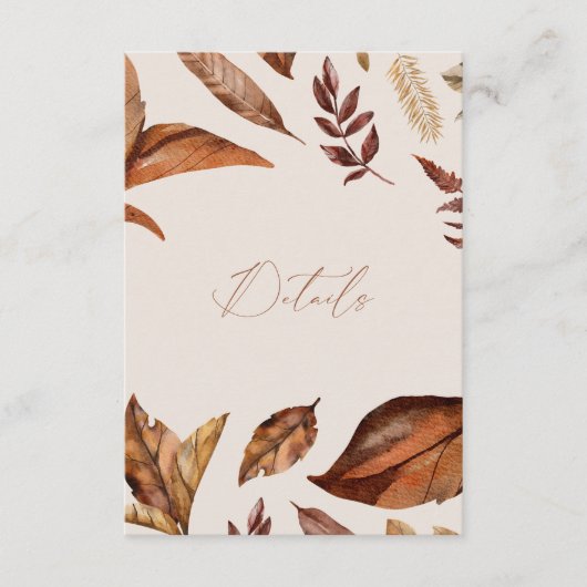 Boho Cream & Terracotta Bladeren QR code Bruiloft Informatiekaartje (Voorkant)